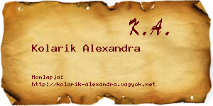 Kolarik Alexandra névjegykártya
